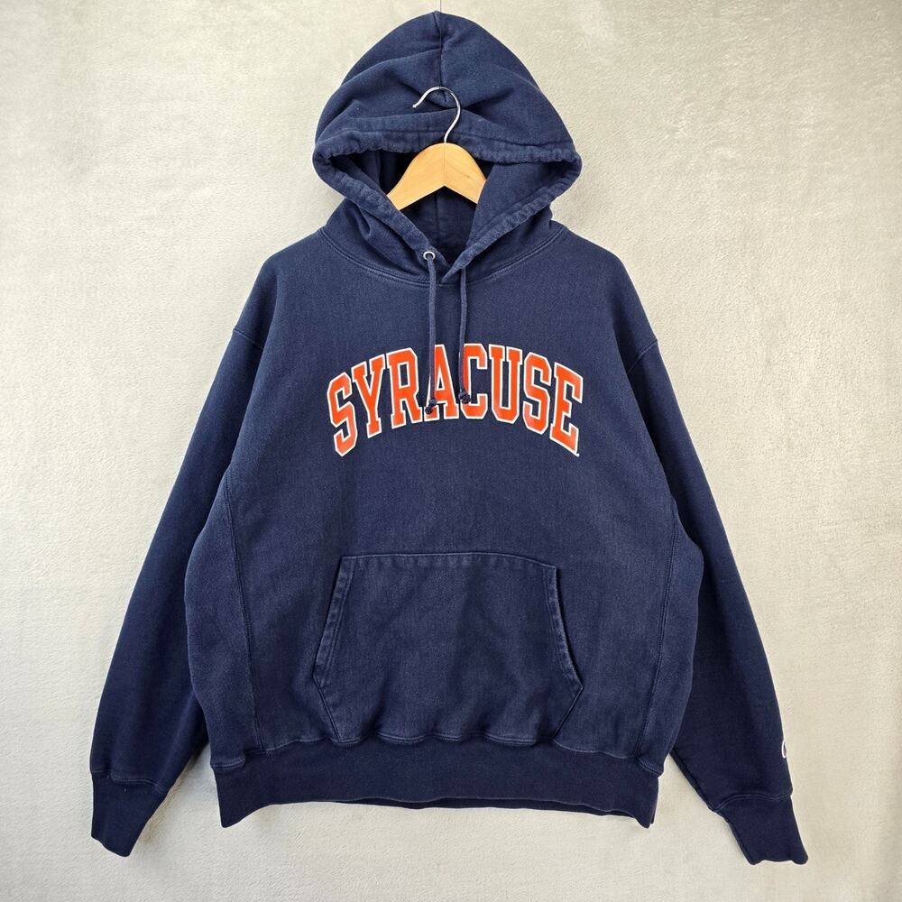 Champion Reverse Weave Hoodie Syracuse University Mens XL Sweatshirt Navy Blue